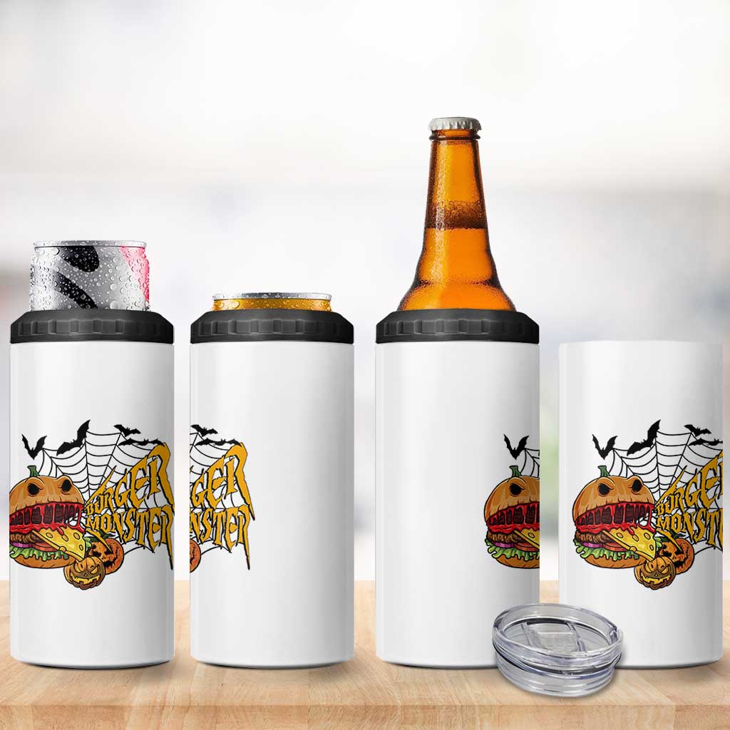 Halloween Burger Monster 4 in 1 Can Cooler Tumbler Scary Foodies
