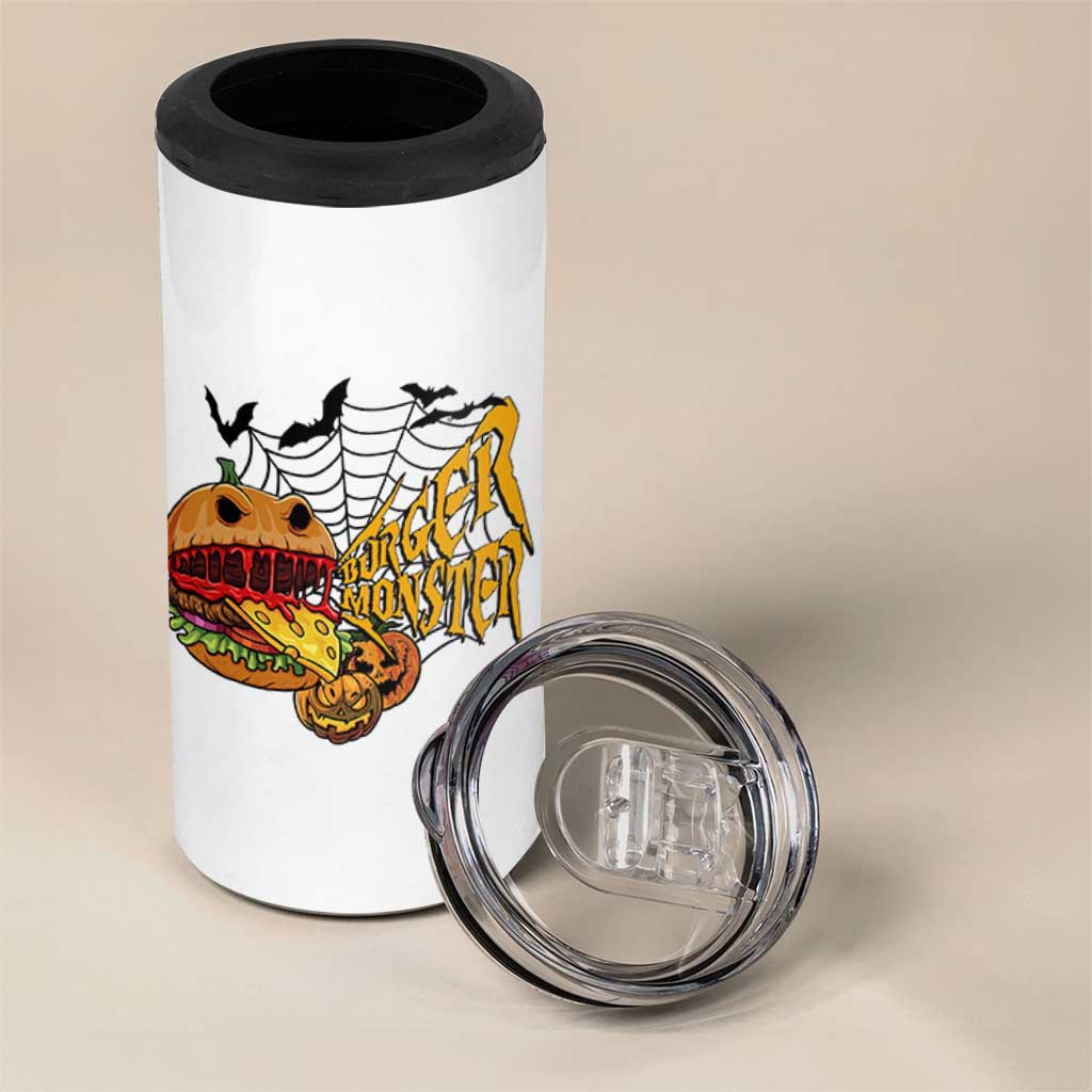 Halloween Burger Monster 4 in 1 Can Cooler Tumbler Scary Foodies