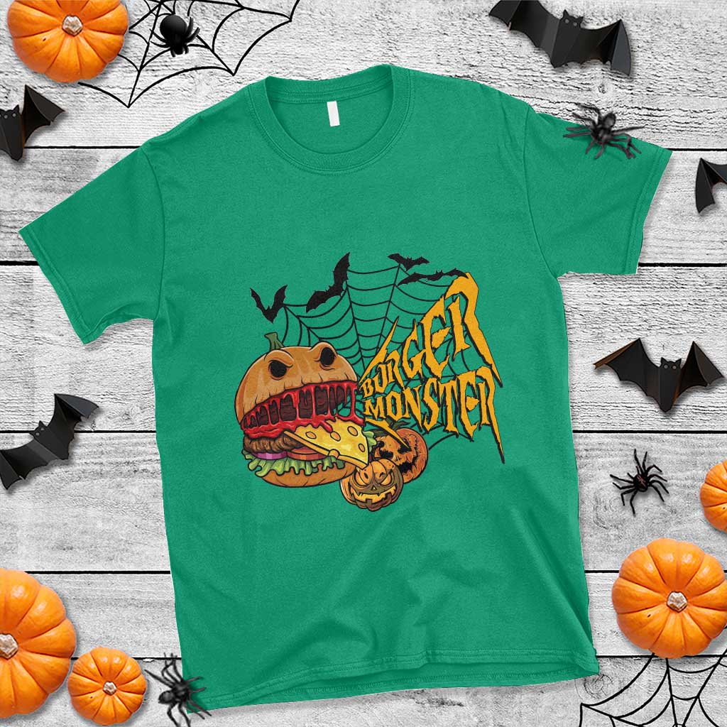 Halloween Burger Monster T Shirt Scary Foodies - Wonder Print Shop