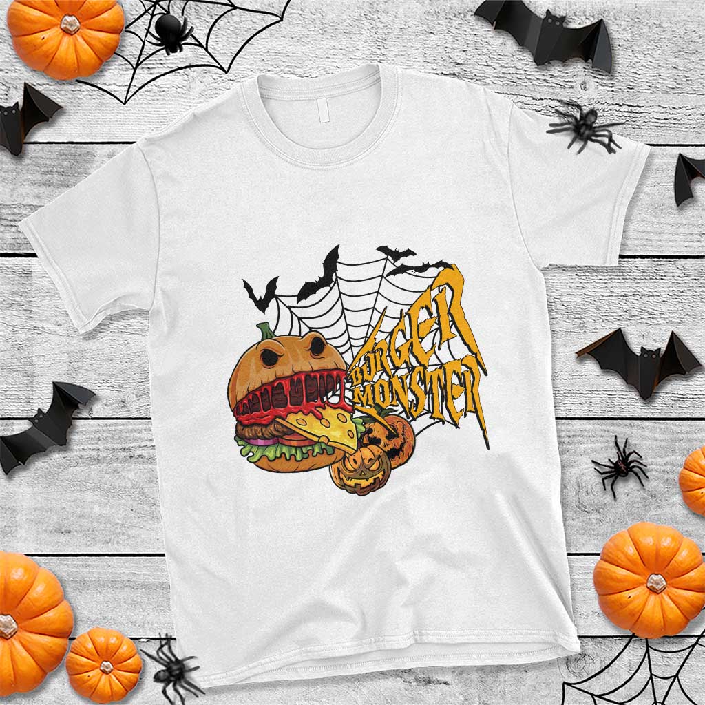 Halloween Burger Monster T Shirt Scary Foodies - Wonder Print Shop