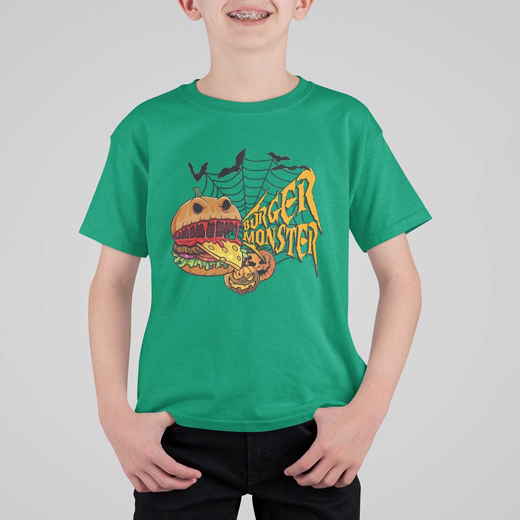 Halloween Burger Monster T Shirt For Kid Scary Foodies - Wonder Print Shop