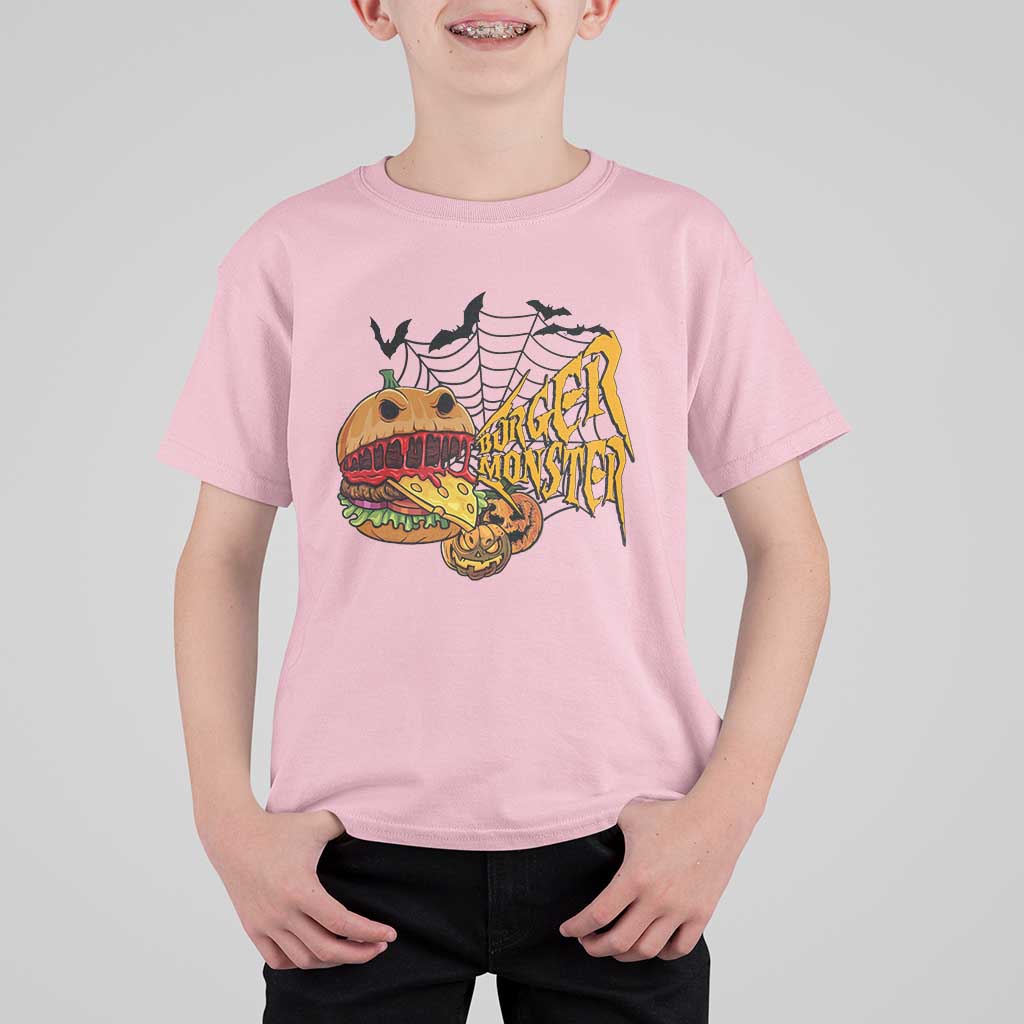 Halloween Burger Monster T Shirt For Kid Scary Foodies - Wonder Print Shop