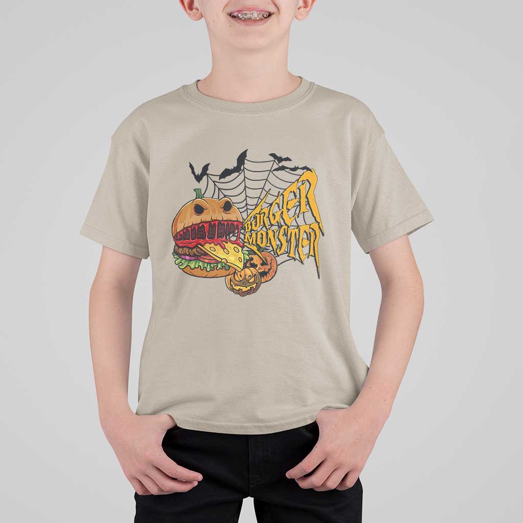 Halloween Burger Monster T Shirt For Kid Scary Foodies - Wonder Print Shop