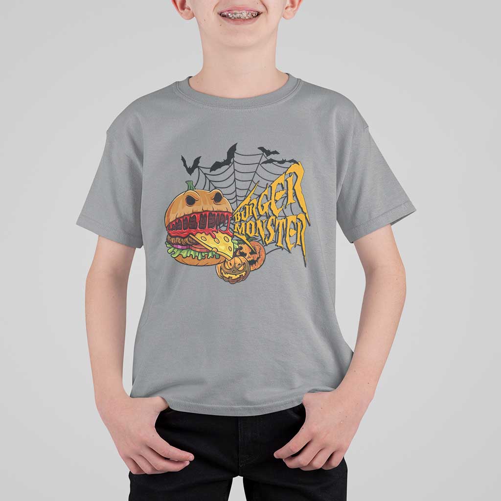 Halloween Burger Monster T Shirt For Kid Scary Foodies - Wonder Print Shop