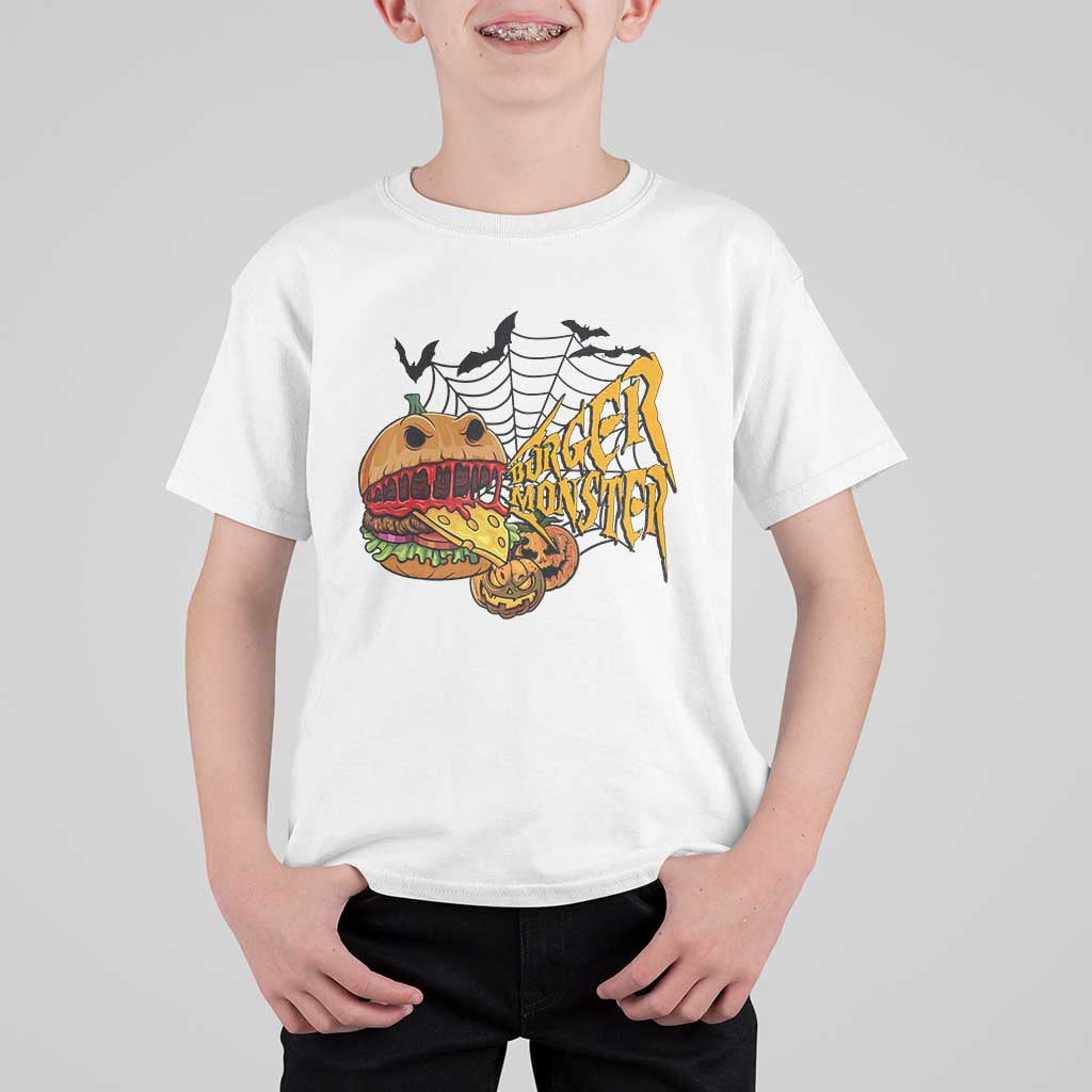 Halloween Burger Monster T Shirt For Kid Scary Foodies - Wonder Print Shop