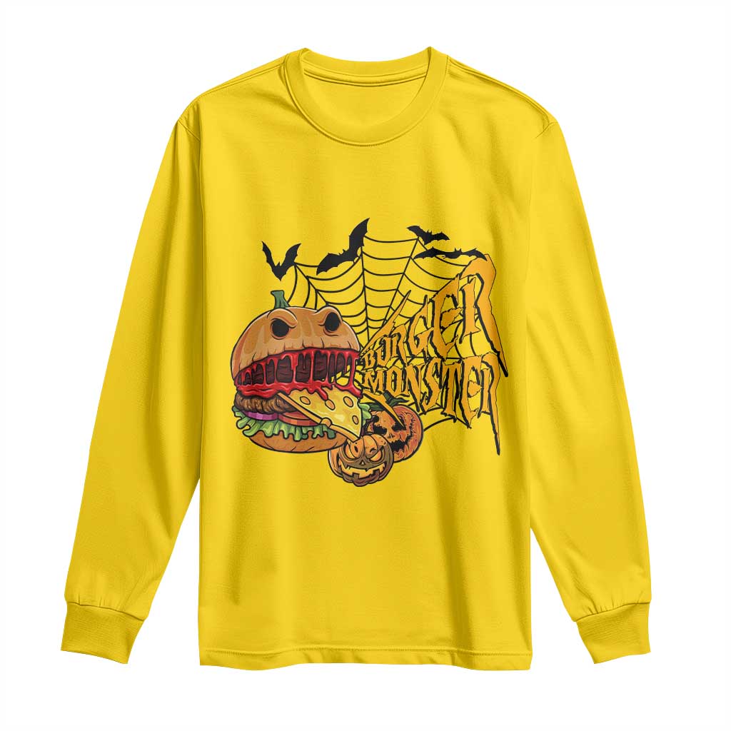 Halloween Burger Monster Long Sleeve Shirt Scary Foodies - Wonder Print Shop