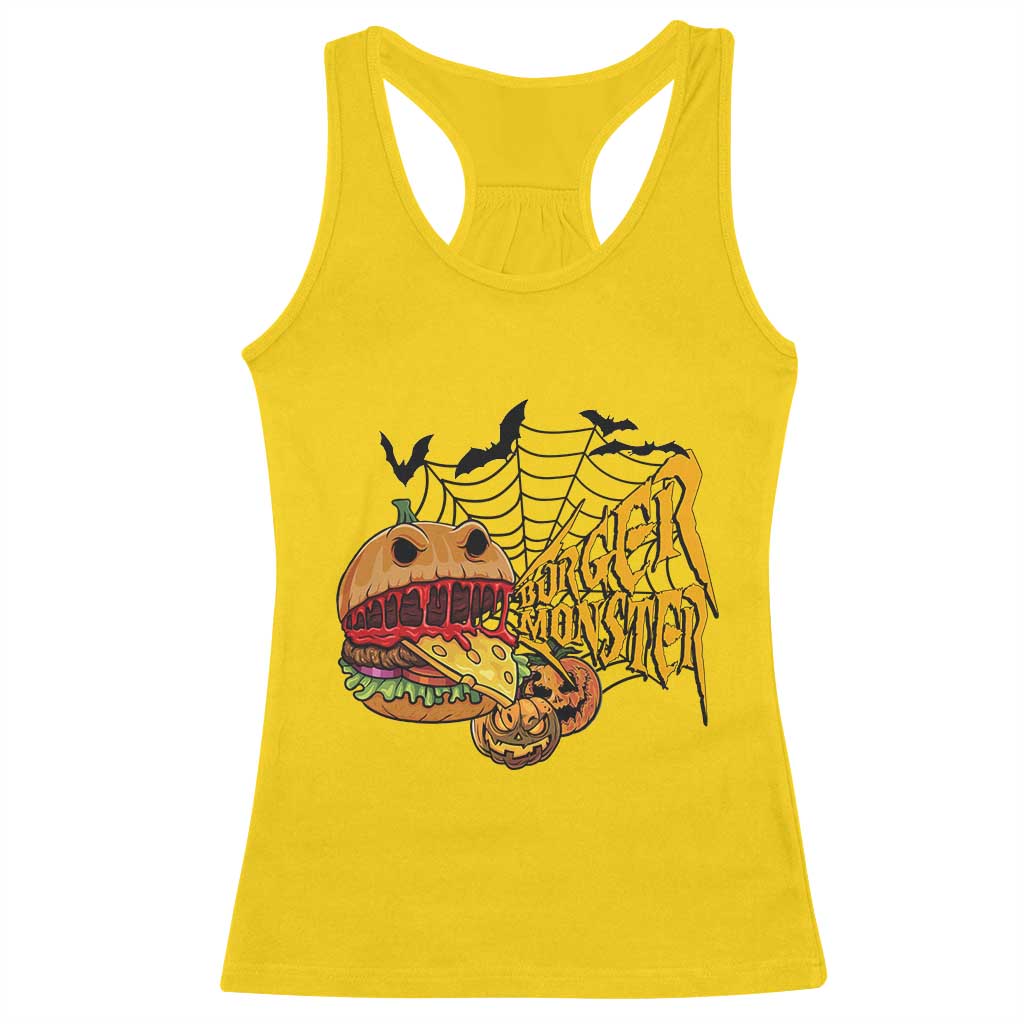 Halloween Burger Monster Racerback Tank Top Scary Foodies - Wonder Print Shop