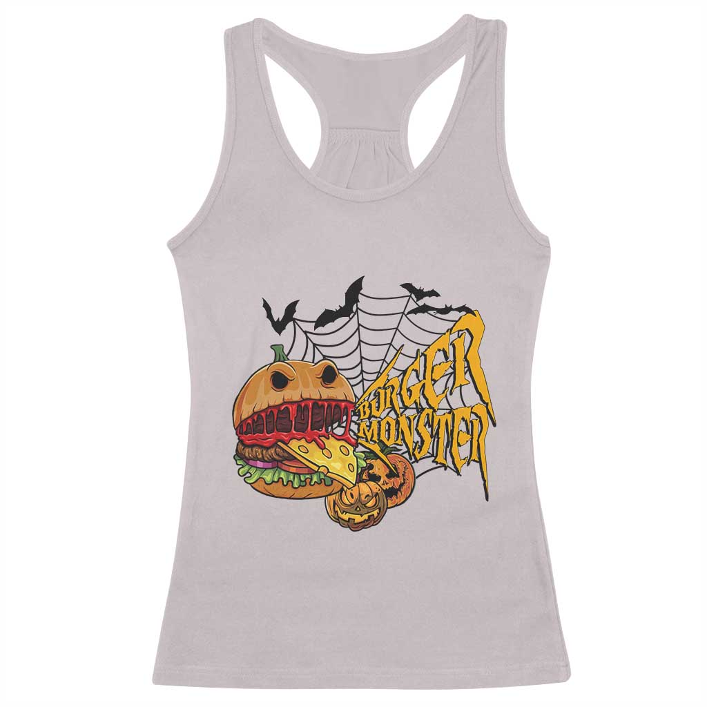 Halloween Burger Monster Racerback Tank Top Scary Foodies - Wonder Print Shop