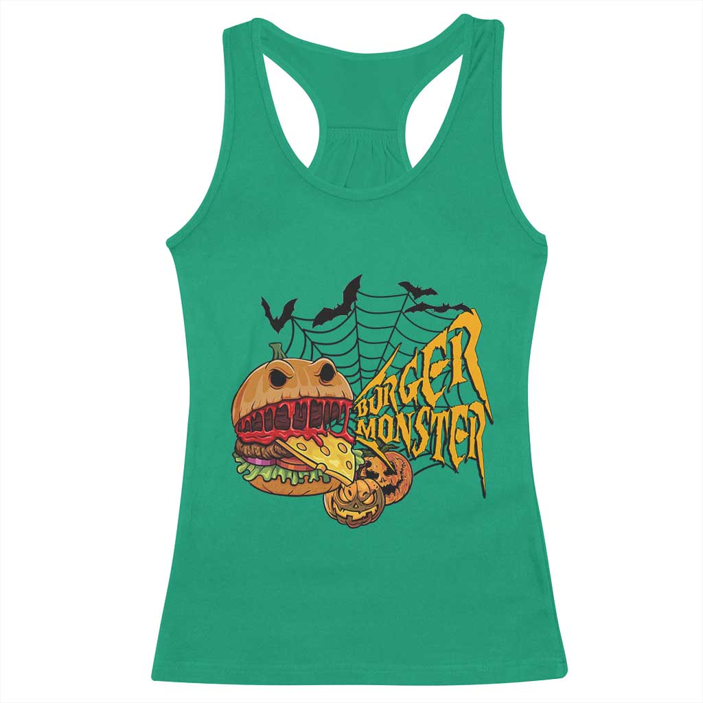 Halloween Burger Monster Racerback Tank Top Scary Foodies - Wonder Print Shop