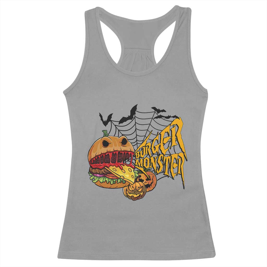 Halloween Burger Monster Racerback Tank Top Scary Foodies - Wonder Print Shop