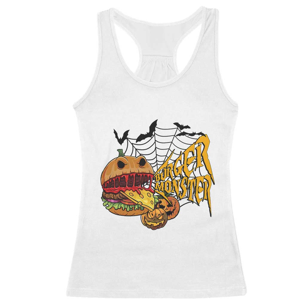 Halloween Burger Monster Racerback Tank Top Scary Foodies - Wonder Print Shop