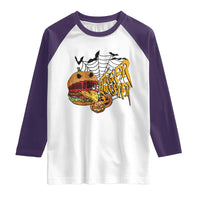 Halloween Burger Monster Raglan Shirt Scary Foodies - Wonder Print Shop