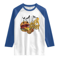 Halloween Burger Monster Raglan Shirt Scary Foodies - Wonder Print Shop
