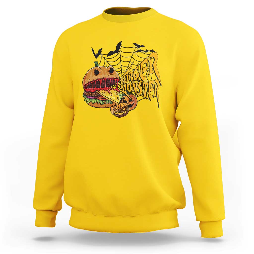 Halloween Burger Monster Sweatshirt Scary Foodies - Wonder Print Shop