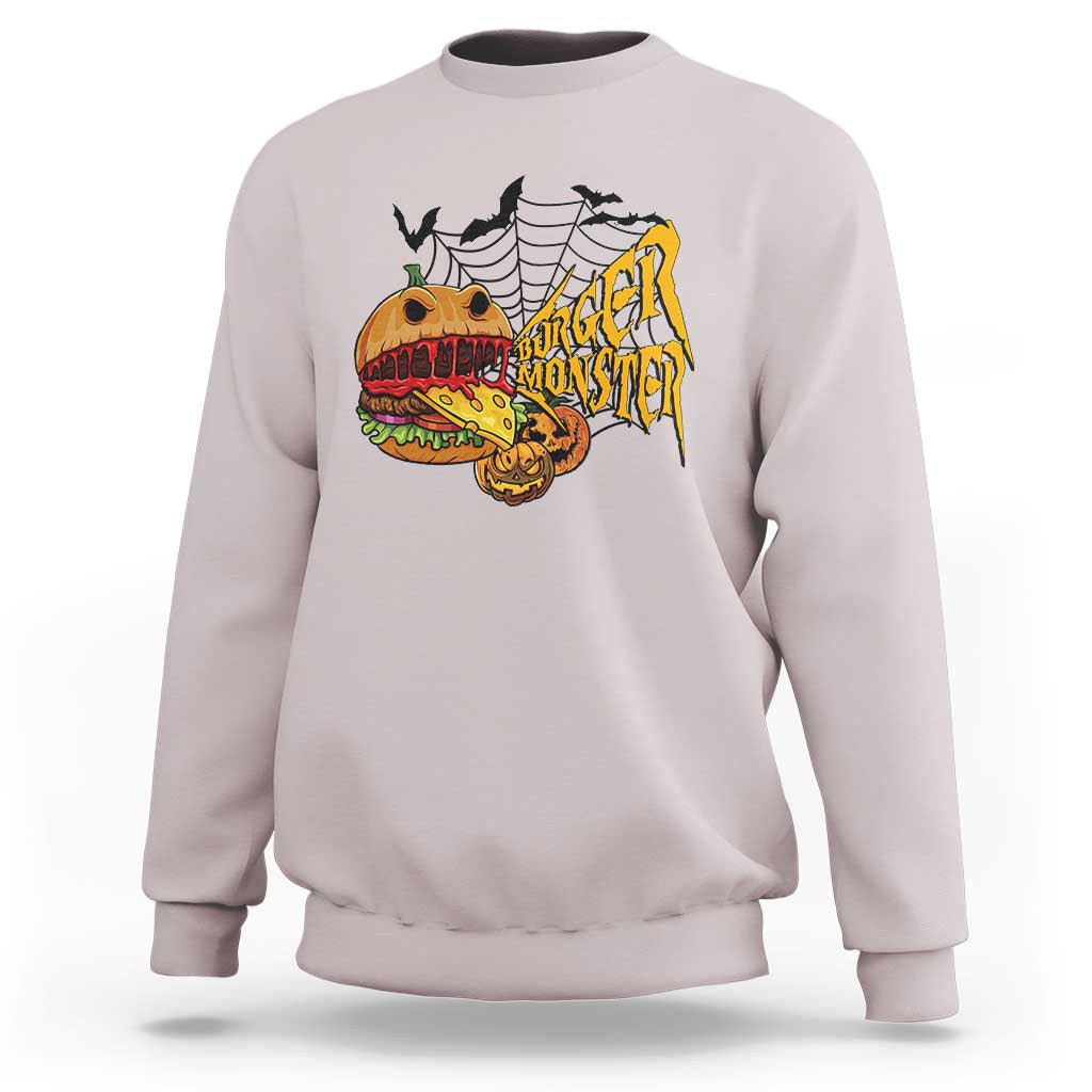 Halloween Burger Monster Sweatshirt Scary Foodies - Wonder Print Shop