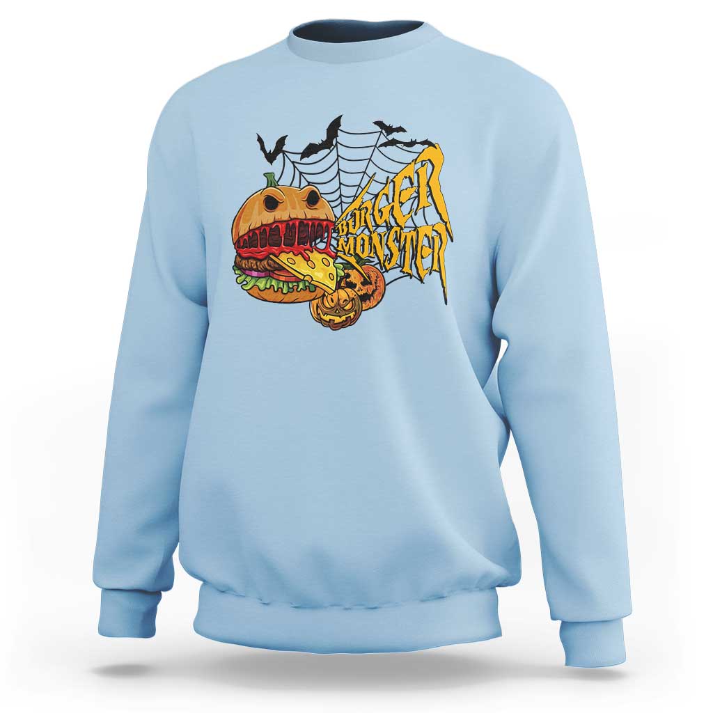 Halloween Burger Monster Sweatshirt Scary Foodies - Wonder Print Shop