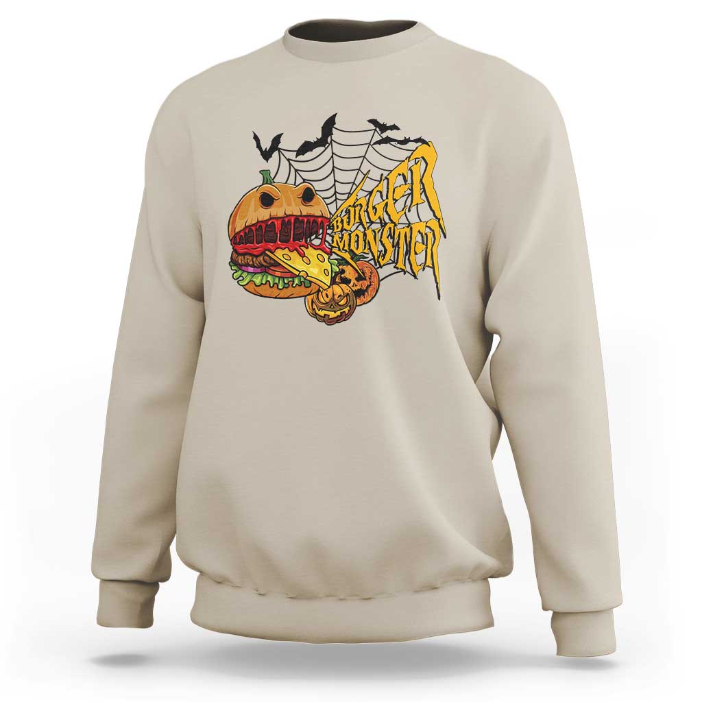 Halloween Burger Monster Sweatshirt Scary Foodies - Wonder Print Shop