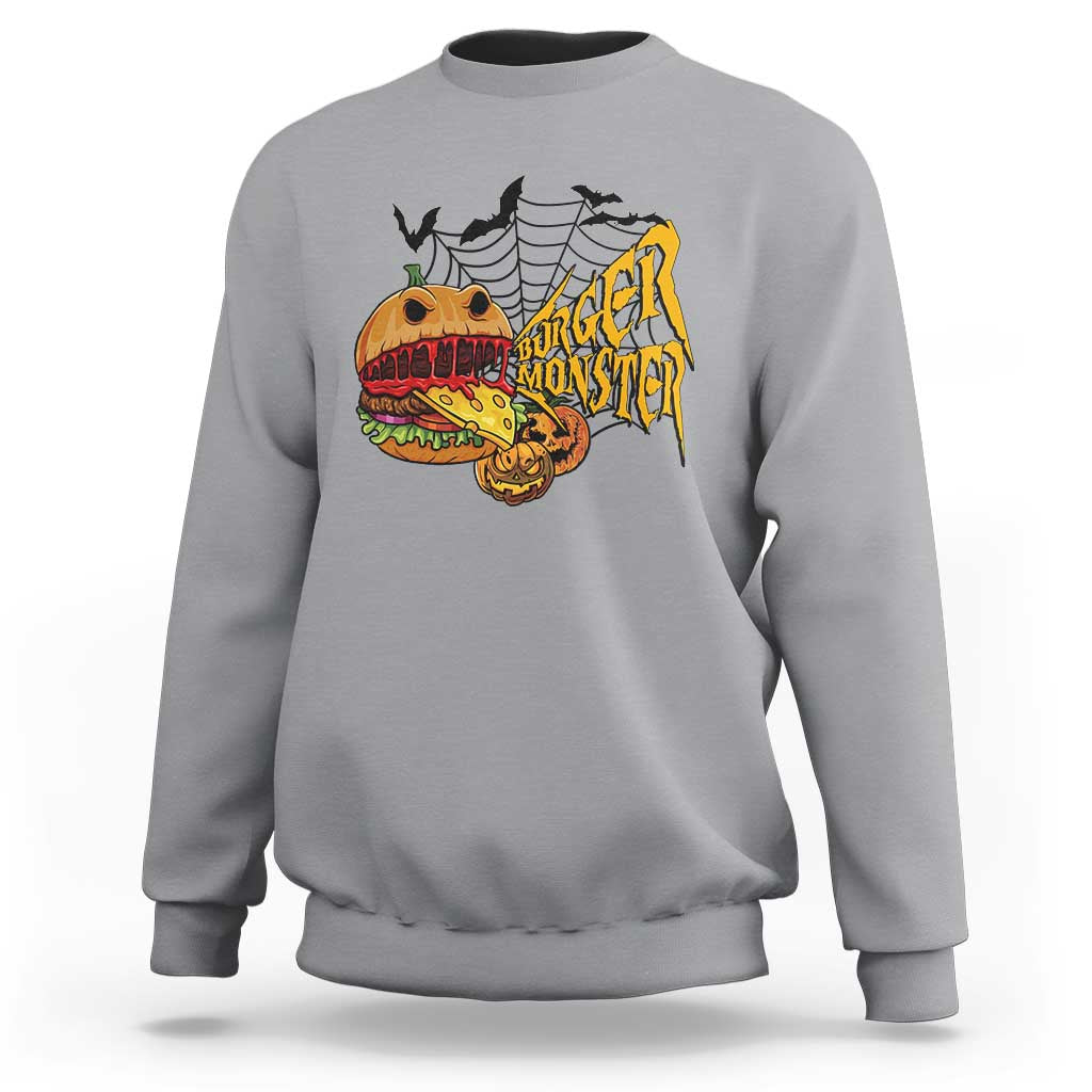 Halloween Burger Monster Sweatshirt Scary Foodies - Wonder Print Shop