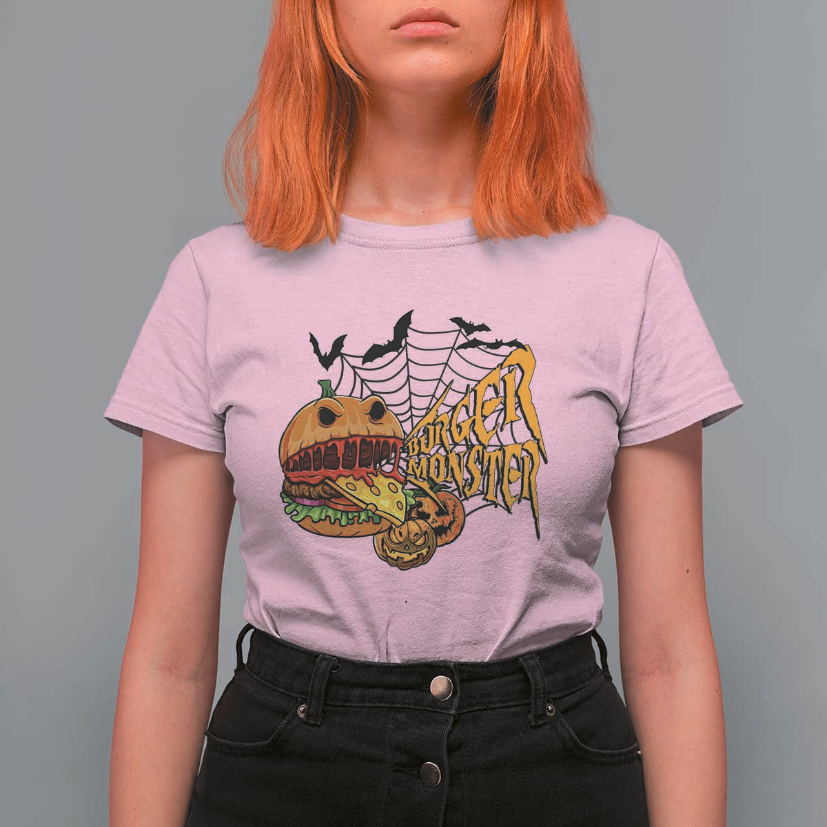 Halloween Burger Monster T Shirt For Women Scary Foodies - Wonder Print Shop