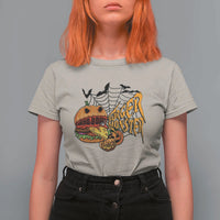Halloween Burger Monster T Shirt For Women Scary Foodies - Wonder Print Shop