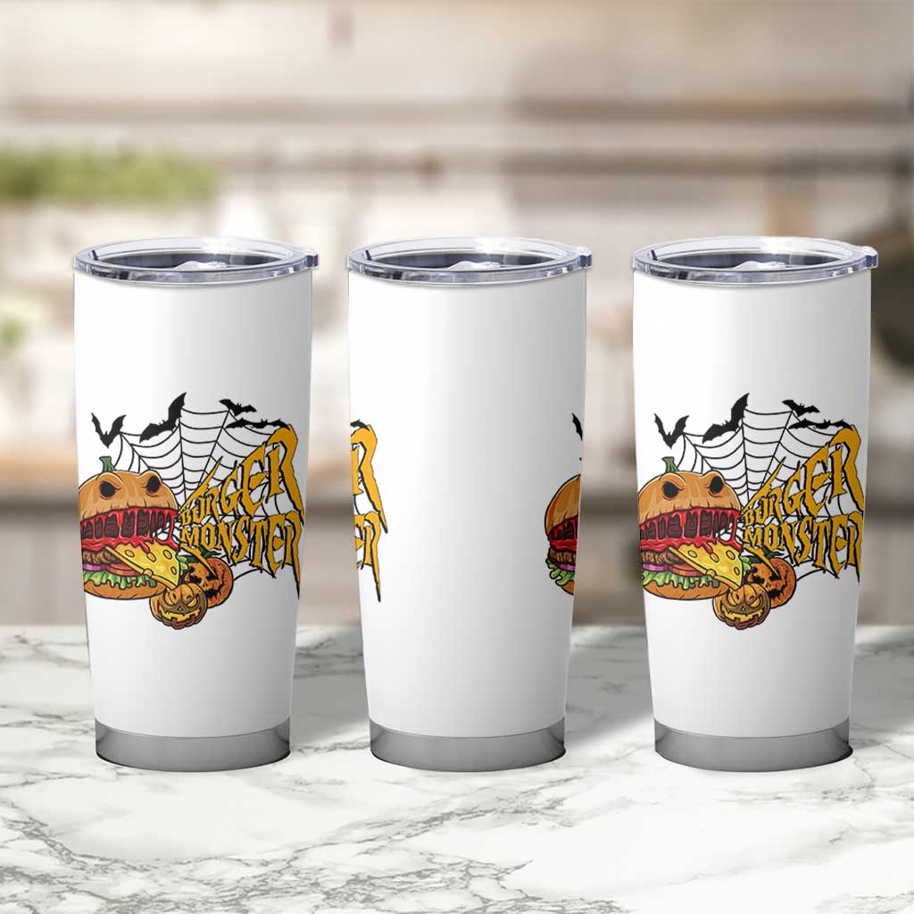 Halloween Burger Monster Tumbler Cup Scary Foodies