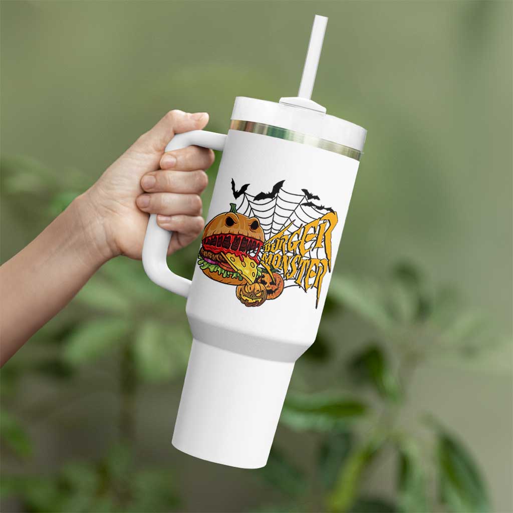 Halloween Burger Monster Tumbler With Handle Scary Foodies
