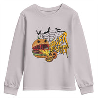 Halloween Burger Monster Youth Sweatshirt Scary Foodies - Wonder Print Shop