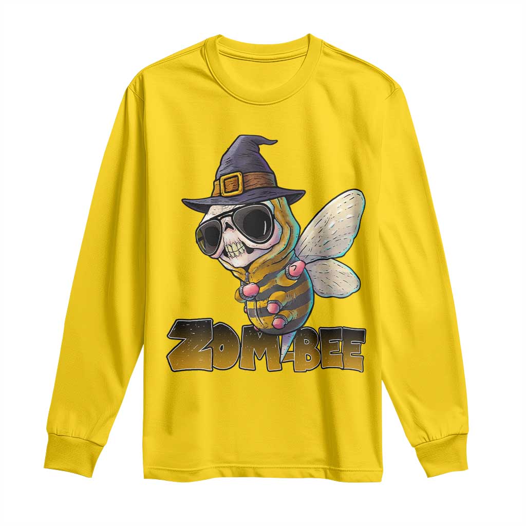 Halloween Zombie Bee Long Sleeve Shirt Zombee Funny Dabbing - Wonder Print Shop