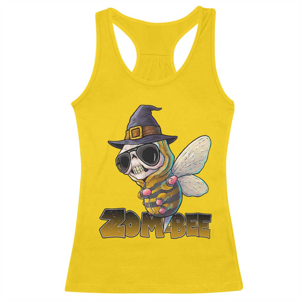 Halloween Zombie Bee Racerback Tank Top Zombee Funny Dabbing - Wonder Print Shop