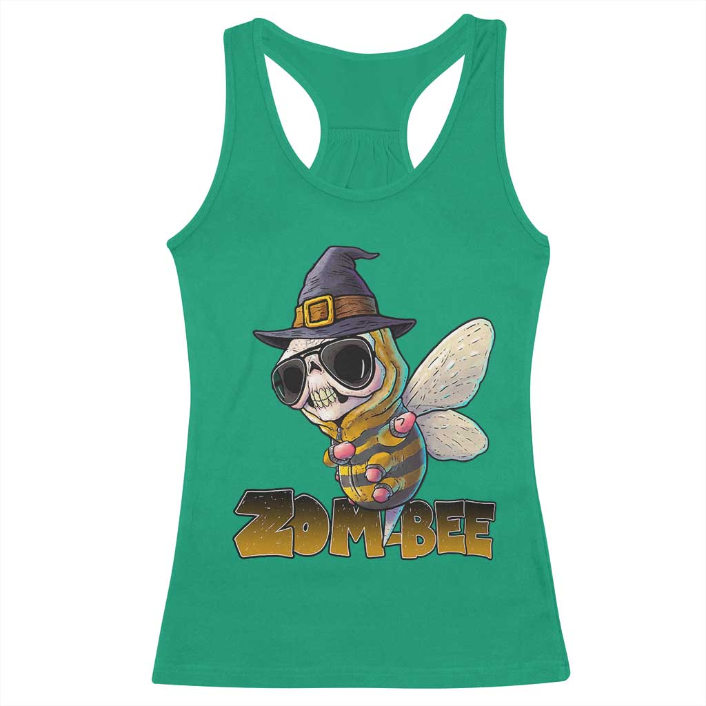 Halloween Zombie Bee Racerback Tank Top Zombee Funny Dabbing - Wonder Print Shop