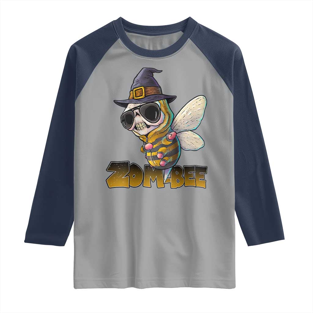 Halloween Zombie Bee Raglan Shirt Zombee Funny Dabbing - Wonder Print Shop