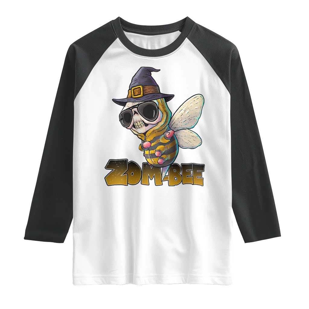 Halloween Zombie Bee Raglan Shirt Zombee Funny Dabbing - Wonder Print Shop