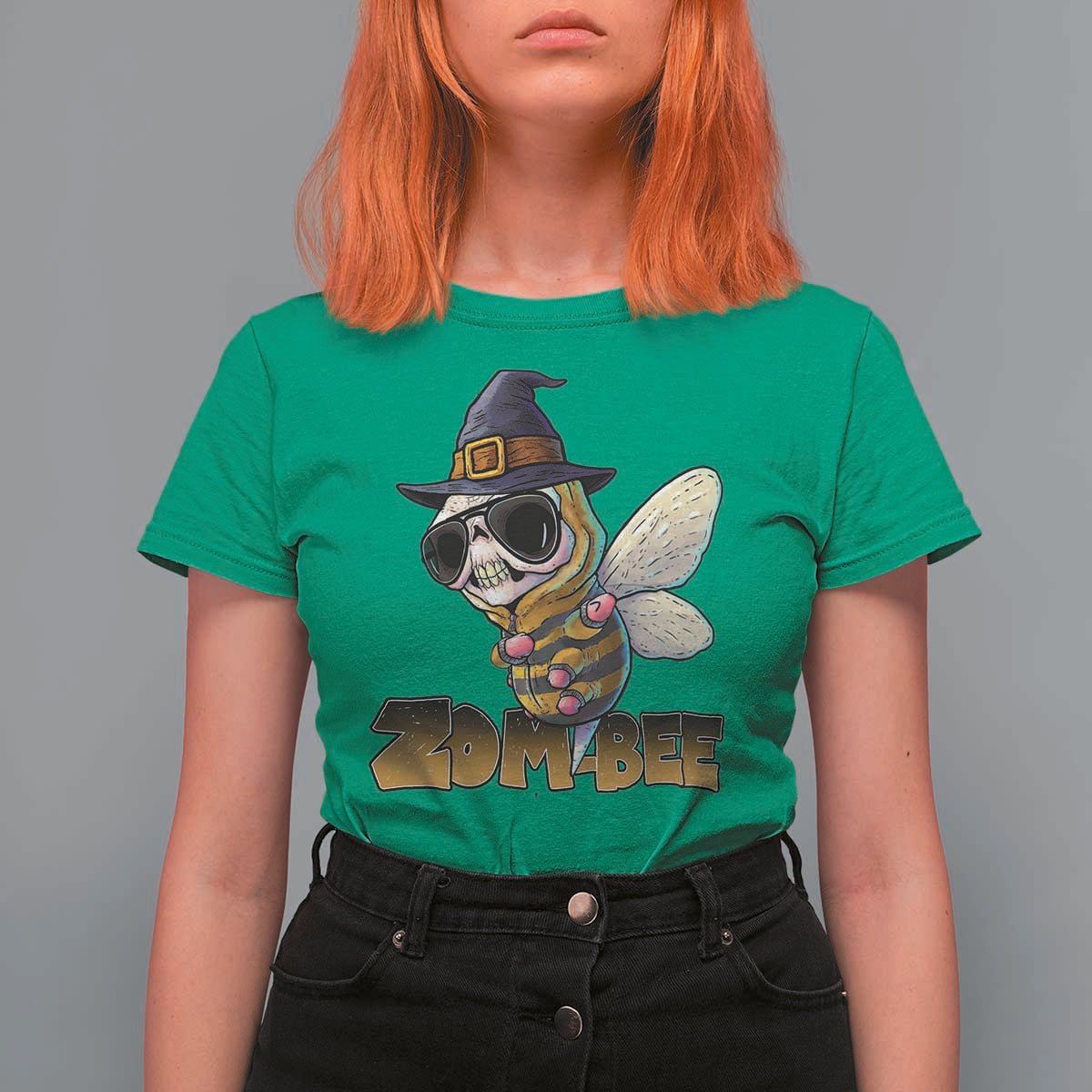 Halloween Zombie Bee T Shirt For Women Zombee Funny Dabbing - Wonder Print Shop