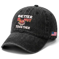 Donut Coffee Better Together Washed Cotton Baseball Cap Cute Sweet Dessert Valentine