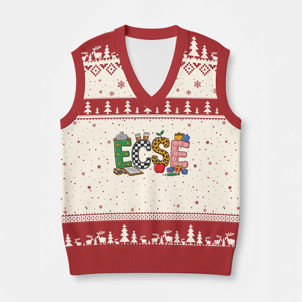 Early Childhood Special Education Teacher V-Neck Knit Sweater Vest ECSE Life