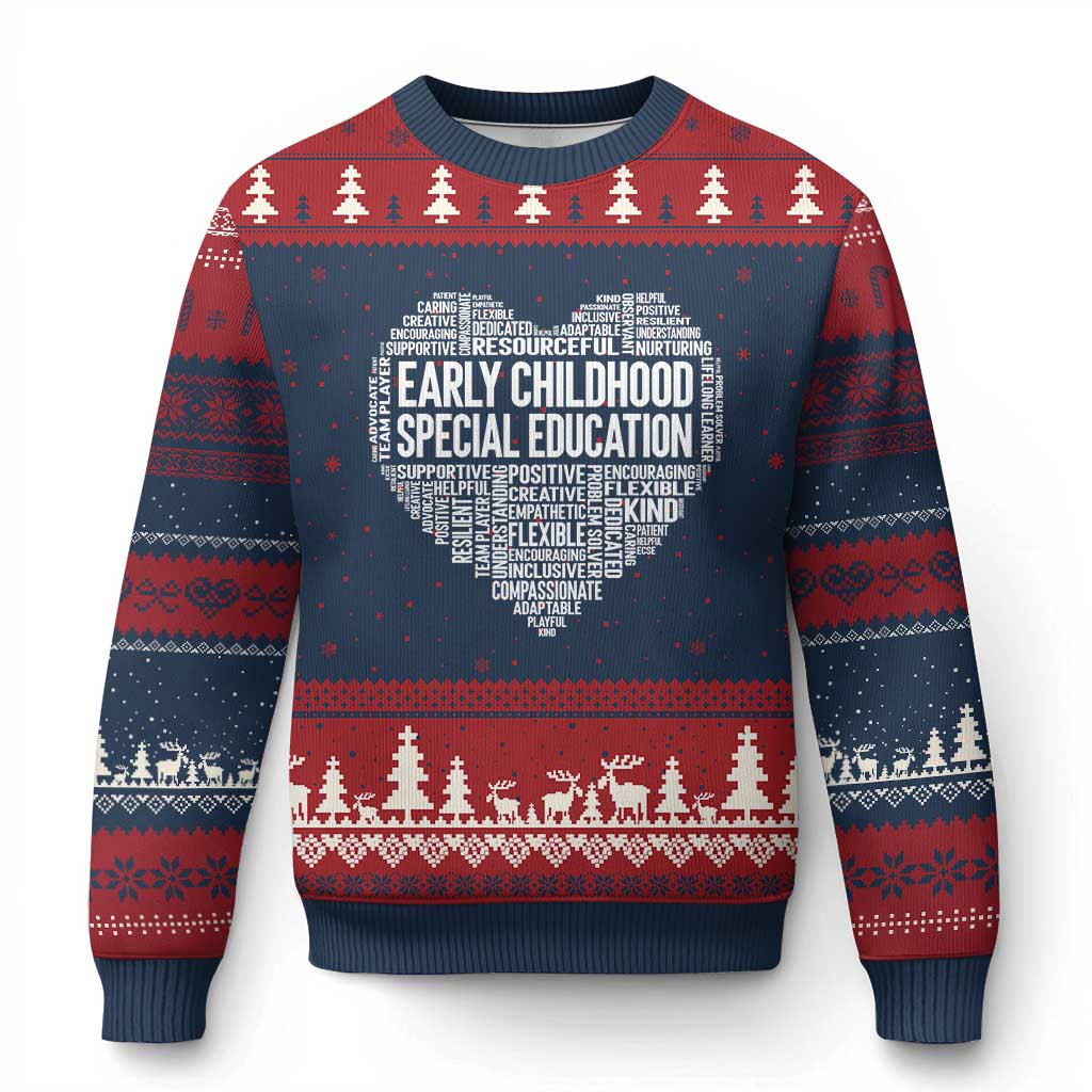 Early Childhood Special Education Teacher Ugly Christmas Sweater Caring Compassionate Kindness