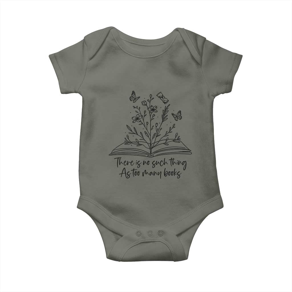 Floral Bookworm Reader Baby Onesie There Is No Such Thing As Too Many Books