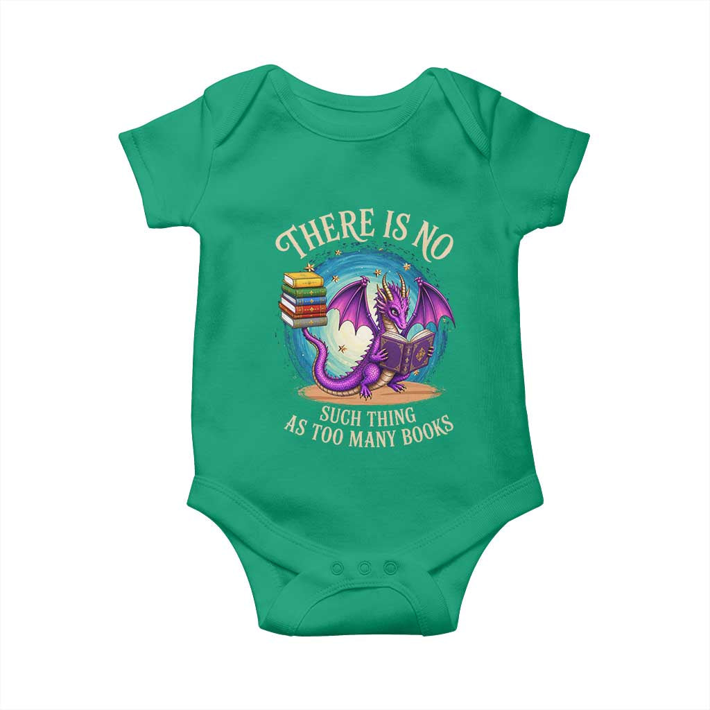 Fantasy Dragon Book Lover Baby Onesie There Is No Such Thing As Too Many Books