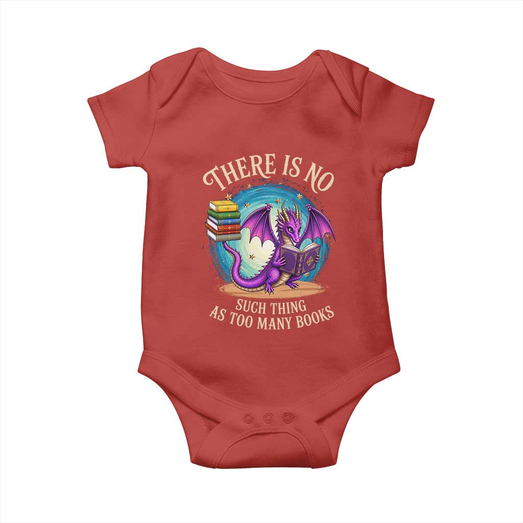 Fantasy Dragon Book Lover Baby Onesie There Is No Such Thing As Too Many Books