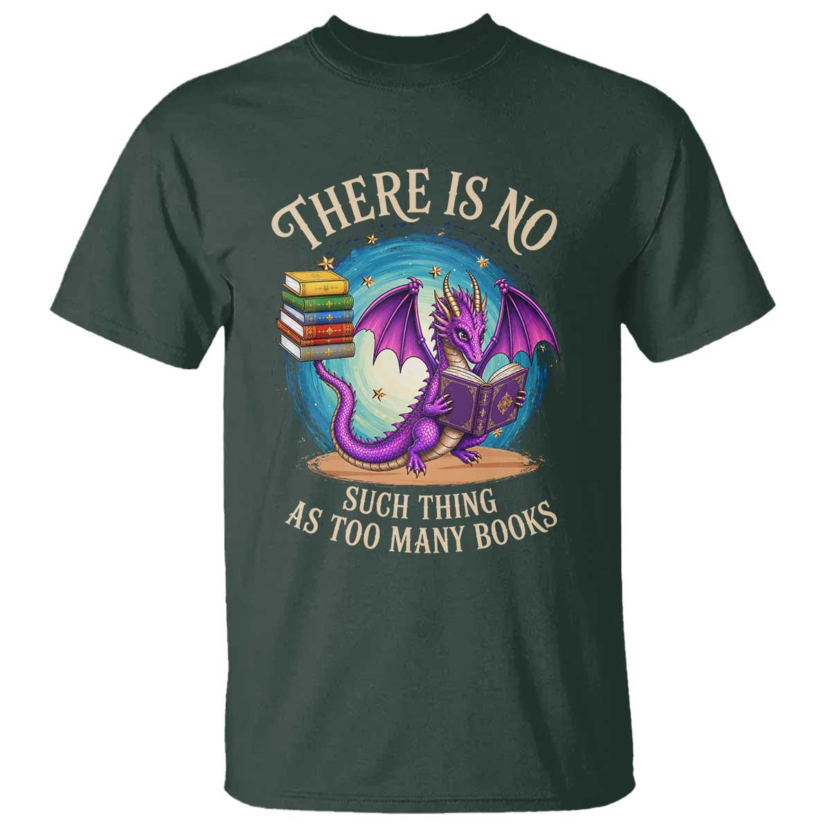 Fantasy Dragon Book Lover T Shirt There Is No Such Thing As Too Many Books