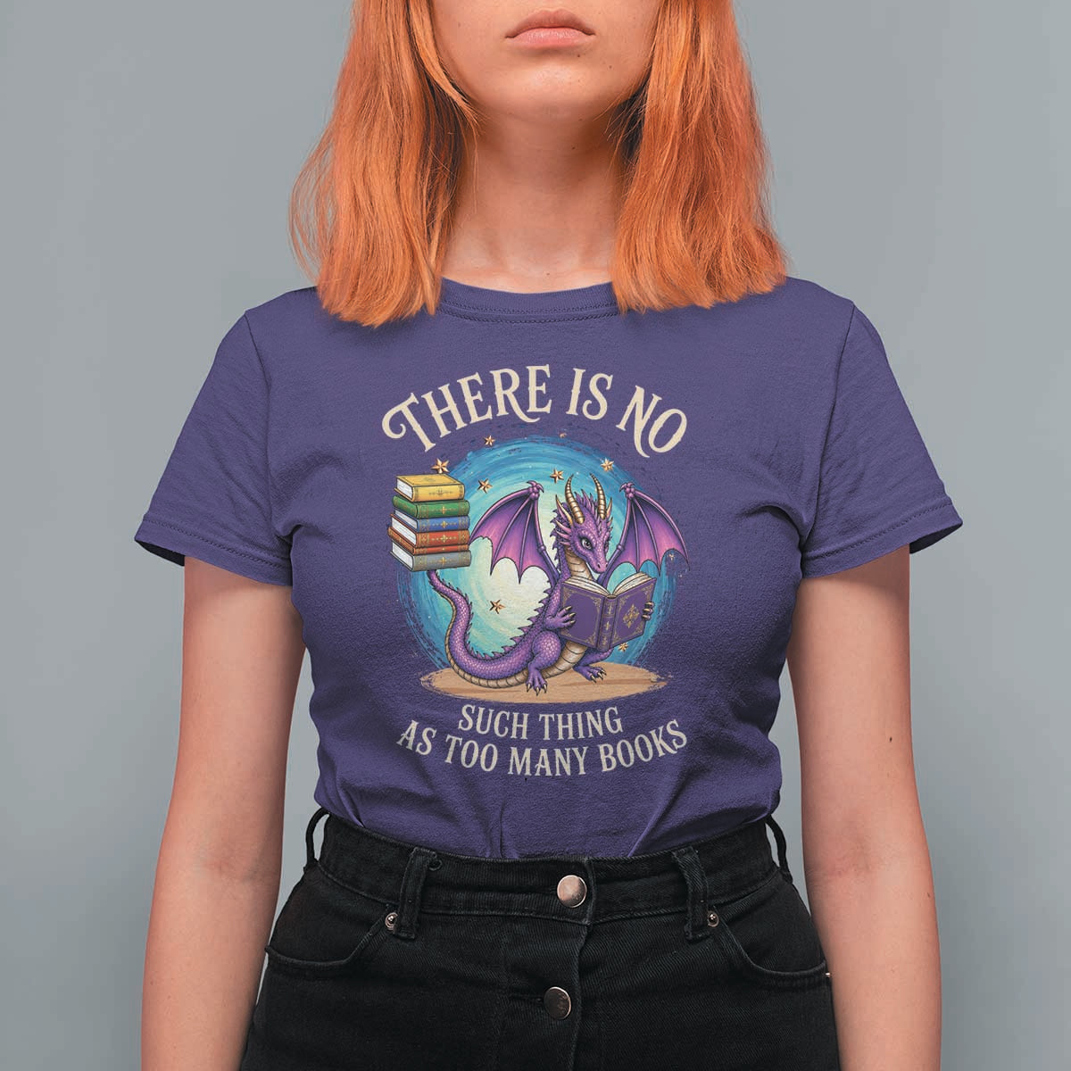 Fantasy Dragon Book Lover T Shirt For Women There Is No Such Thing As Too Many Books