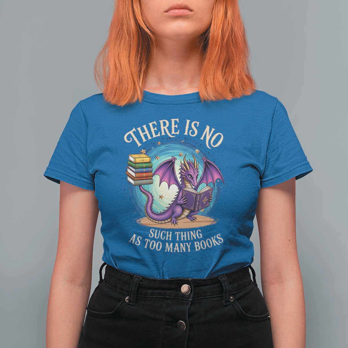 Fantasy Dragon Book Lover T Shirt For Women There Is No Such Thing As Too Many Books