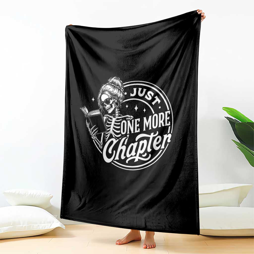 Just One More Chapter Skeleton Woman Throw Blanket Book Lover Gift