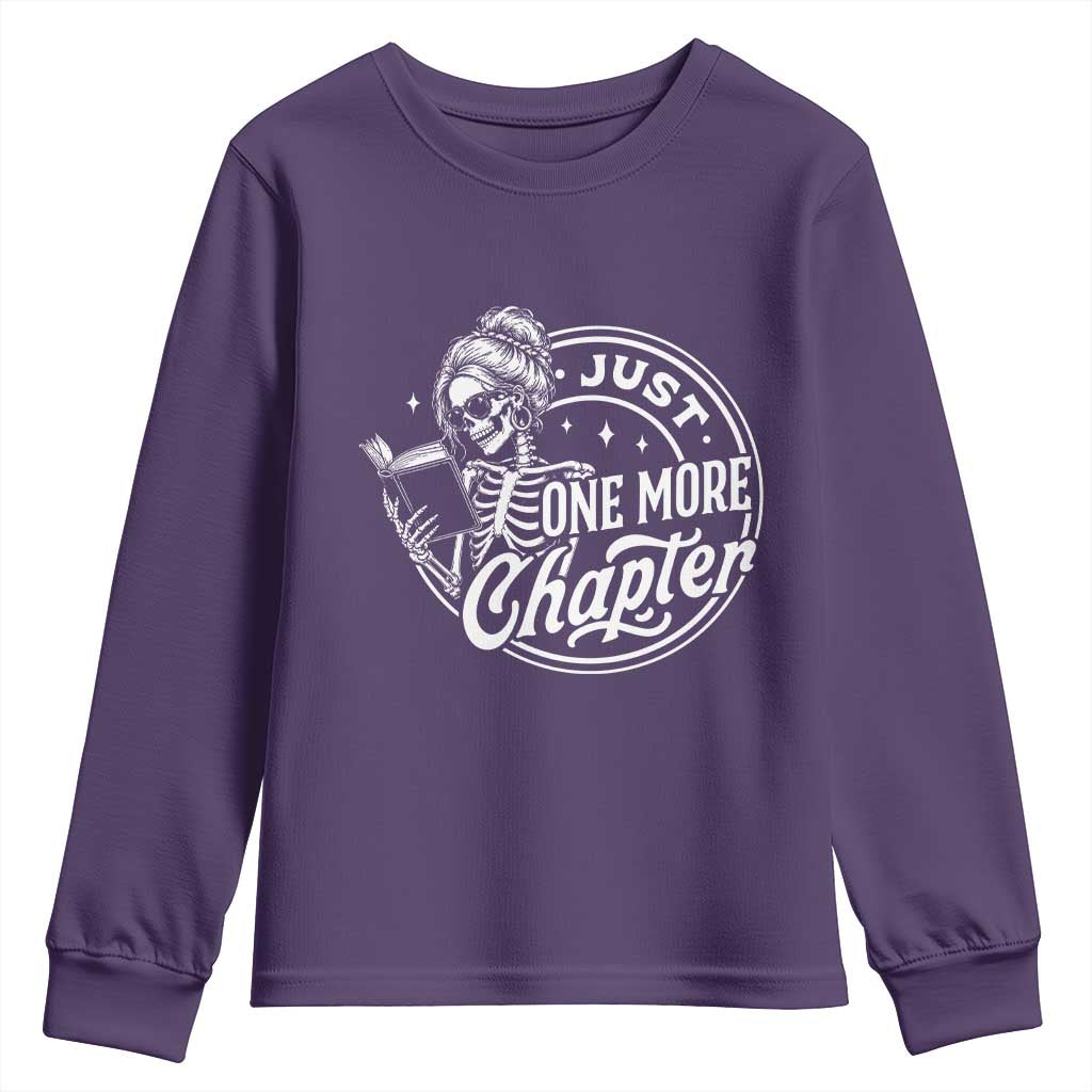 Just One More Chapter Skeleton Woman Youth Sweatshirt Book Lover Gift