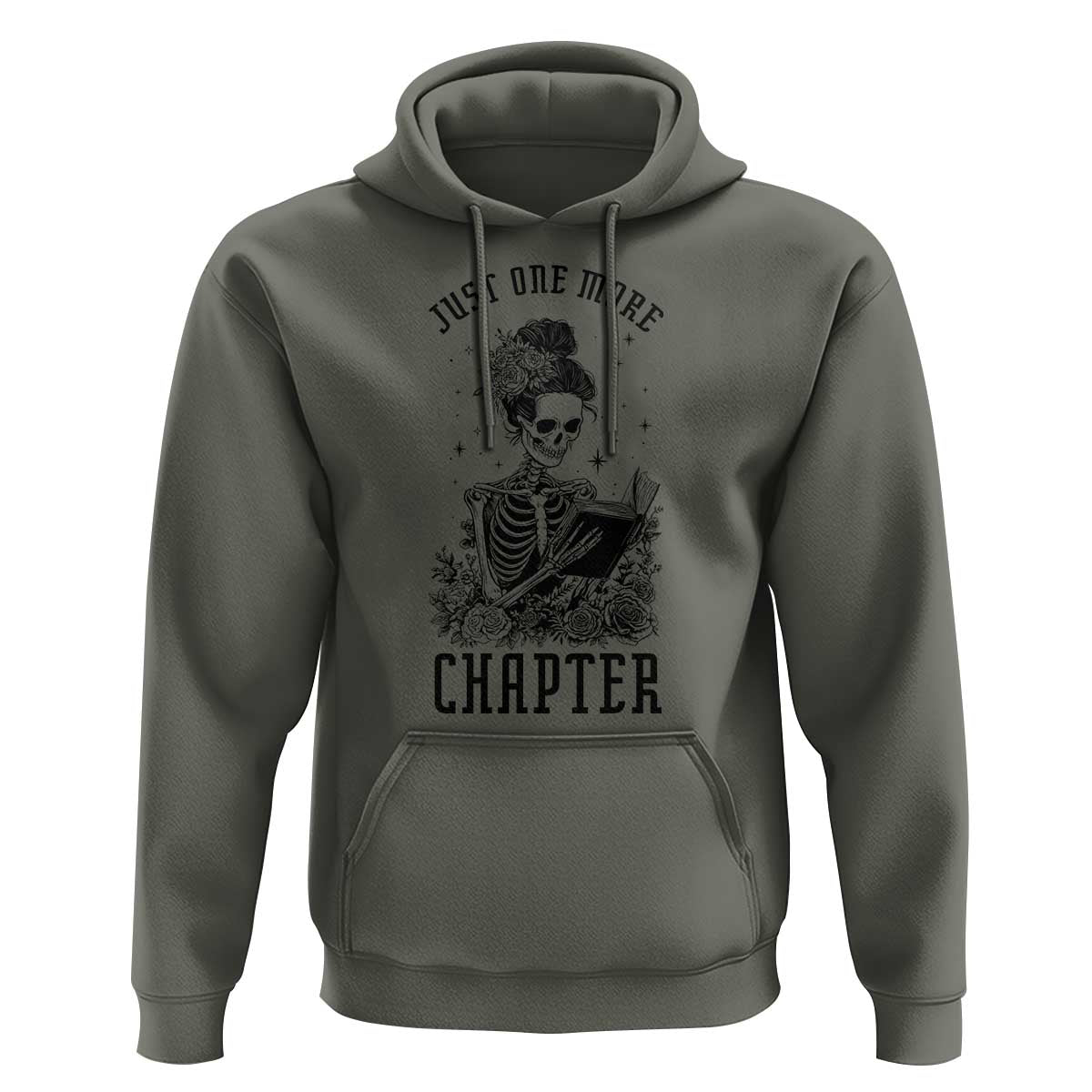 Funny Skeleton Book Lover Hoodie Just One More Chapter