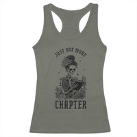 Funny Skeleton Book Lover Racerback Tank Top Just One More Chapter