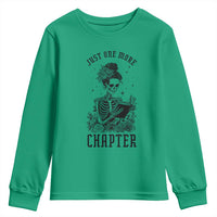 Funny Skeleton Book Lover Youth Sweatshirt Just One More Chapter
