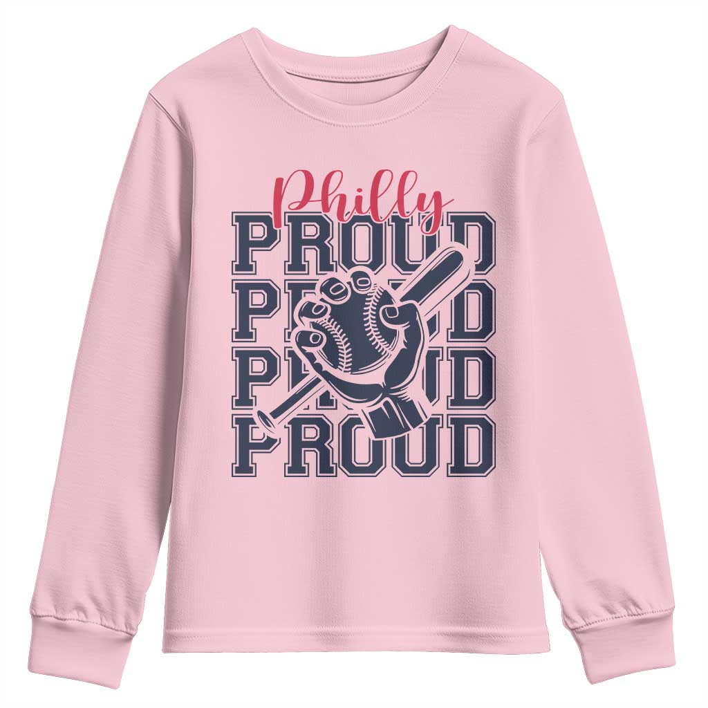 Baseball Lover Youth Sweatshirt Philly Baseball Spirit Proud Fan Sport Humor Gift - Wonder Print Shop