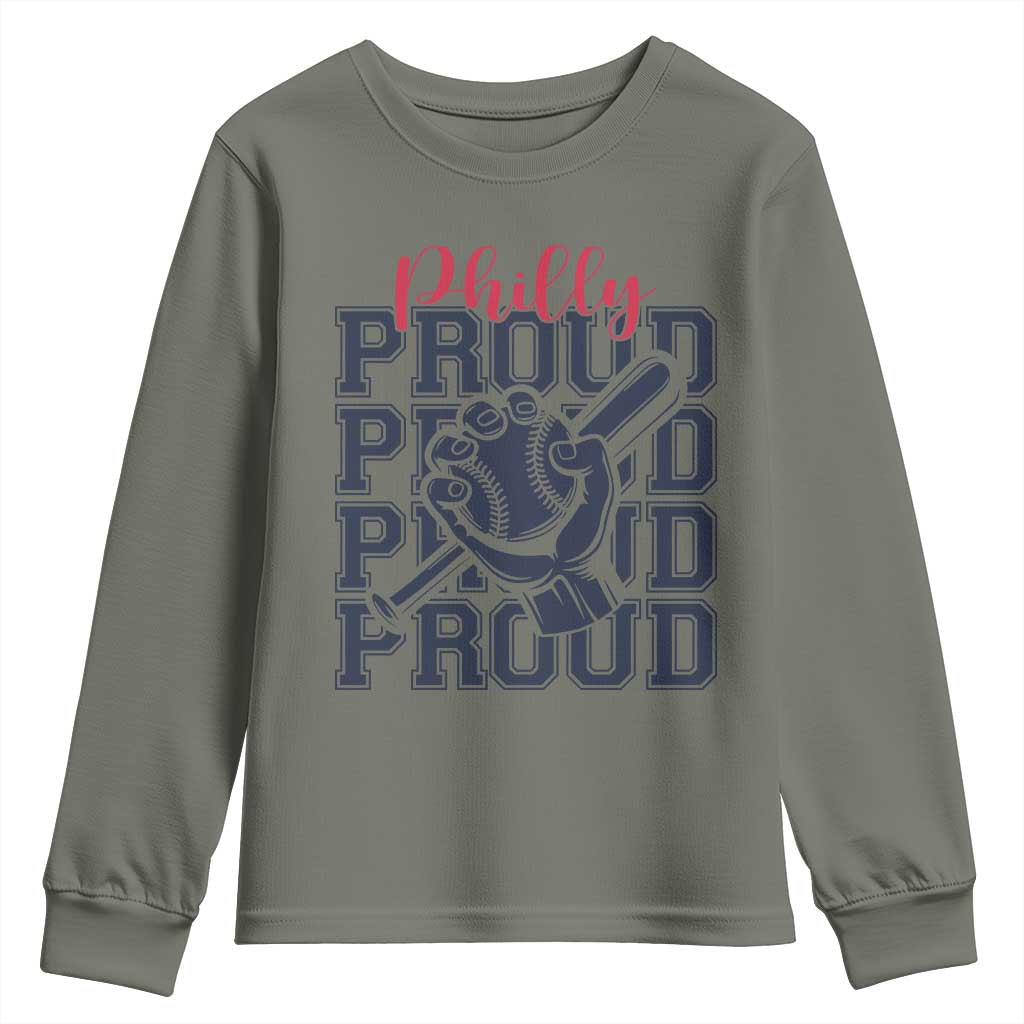 Baseball Lover Youth Sweatshirt Philly Baseball Spirit Proud Fan Sport Humor Gift - Wonder Print Shop
