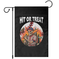 Funny Halloween Baseball Garden Flag Hit Or Treat Skeleton Player - Wonder Print Shop
